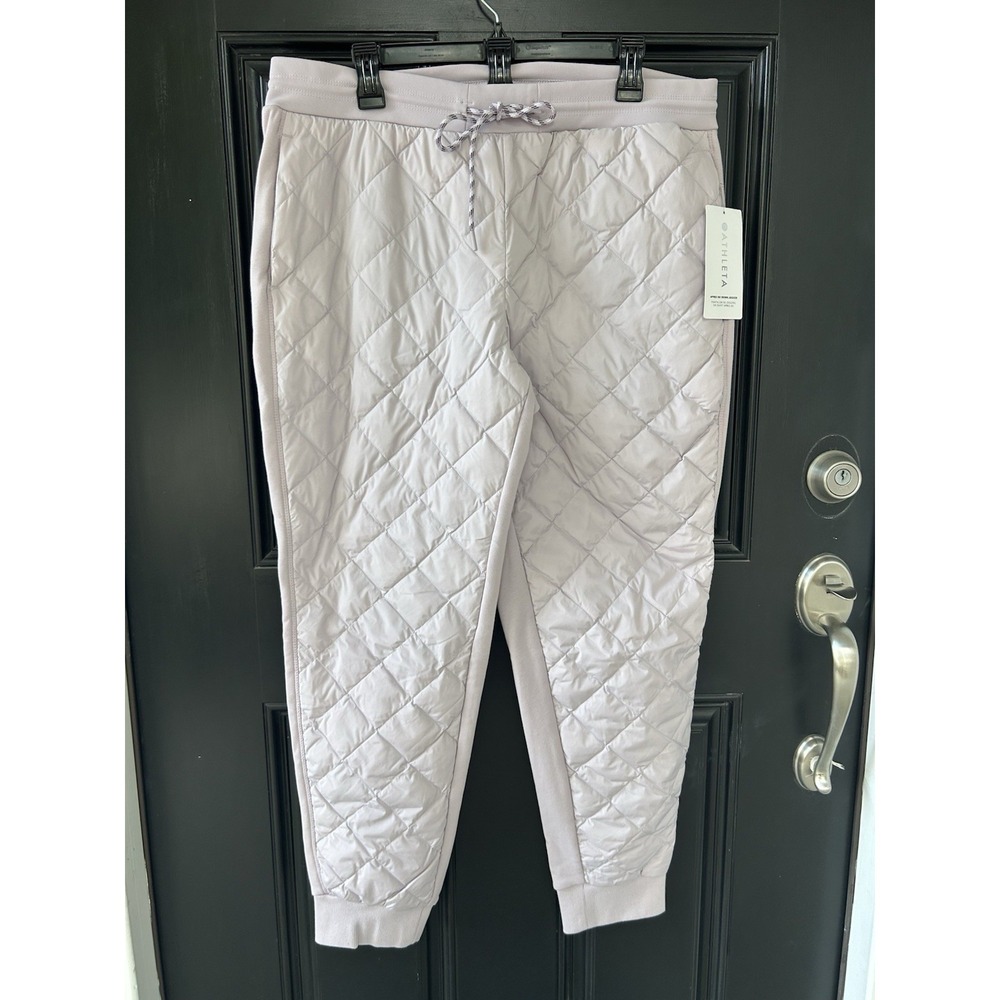 NWT Athleta Apres Ski Down Jogger Pants Shasta Purple Size 16 Puffer Quilted